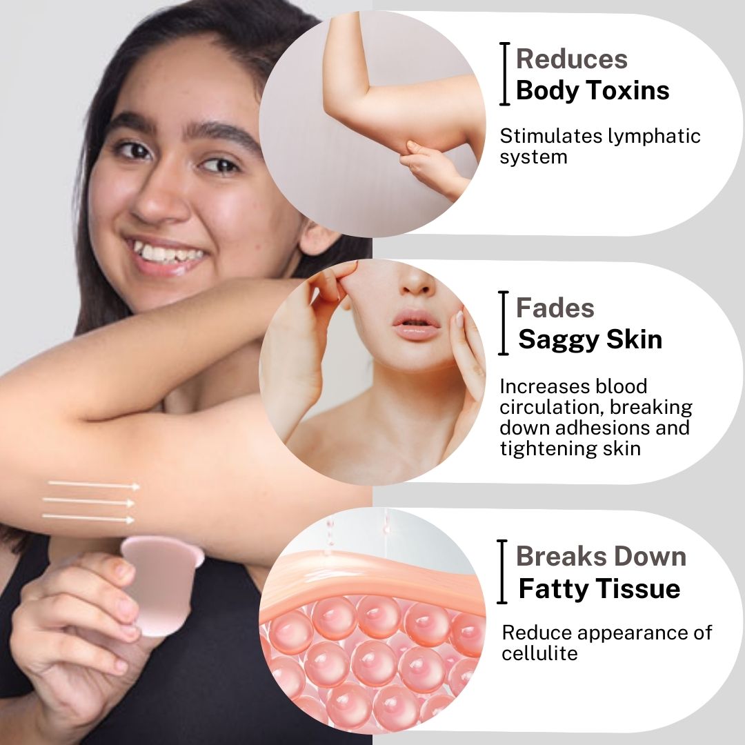 House Of Beauty India Skin Care Body Cup Kit (3 pieces) Face Yoga gym Vibhuti Arora facegym Jade roller Guasha skingym Guasha Teacher Training Learn Yoga certified FaceTools Make up Anti ageing Body Cup Kit (3 pieces)