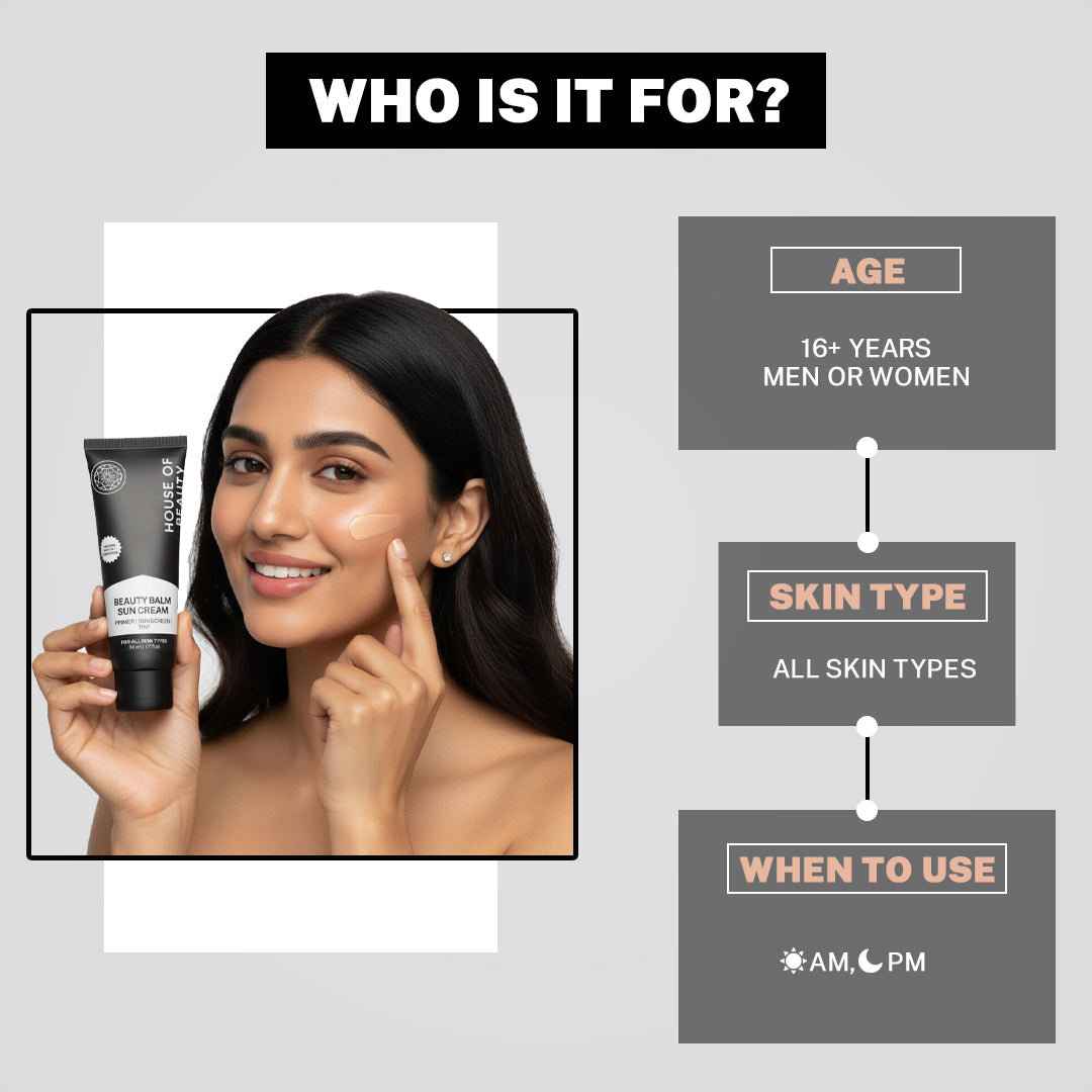 House of Beauty tinted BB cream — lightweight daily base with sun protection for all skin types.