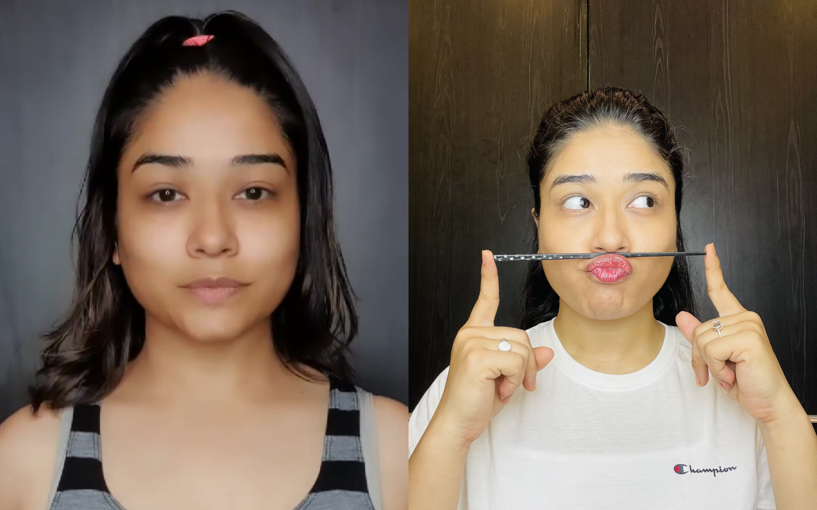 Before and After result image of Ashisha by doing Face yoga