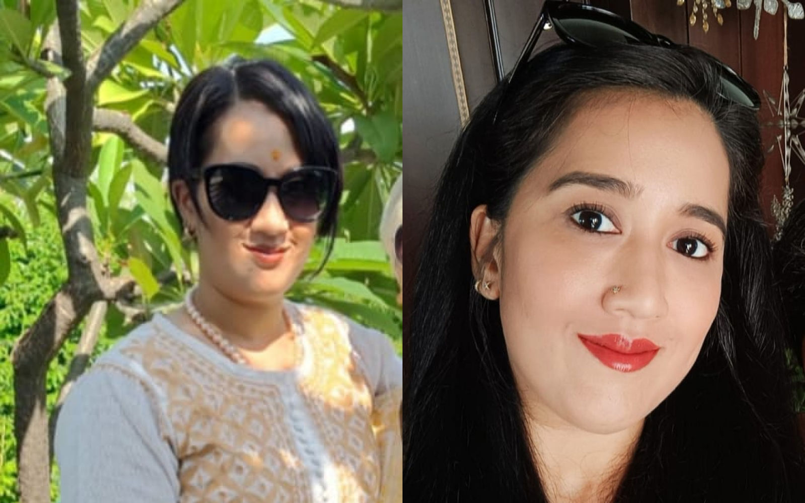 Before and After result image of Deepti by doing Face yoga