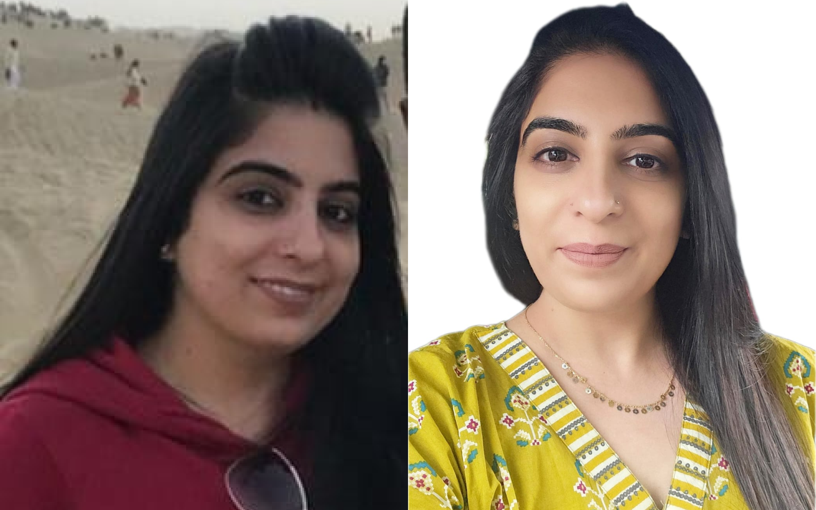 Before and After result image of Ridhima by doing Face yoga