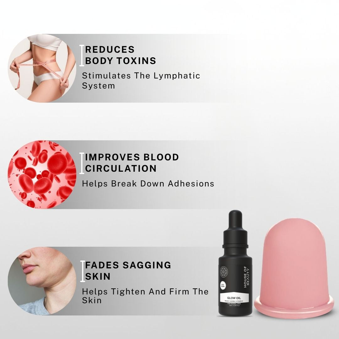 body cupping improves lymphatic drainage reduces toxins enhances circulation and tightens sagging skin