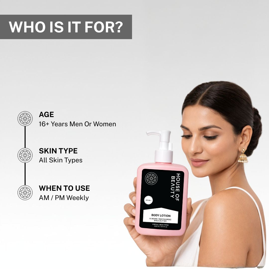 House of Beauty body lotion suitable for men and women above 16 years for all skin types daily body care