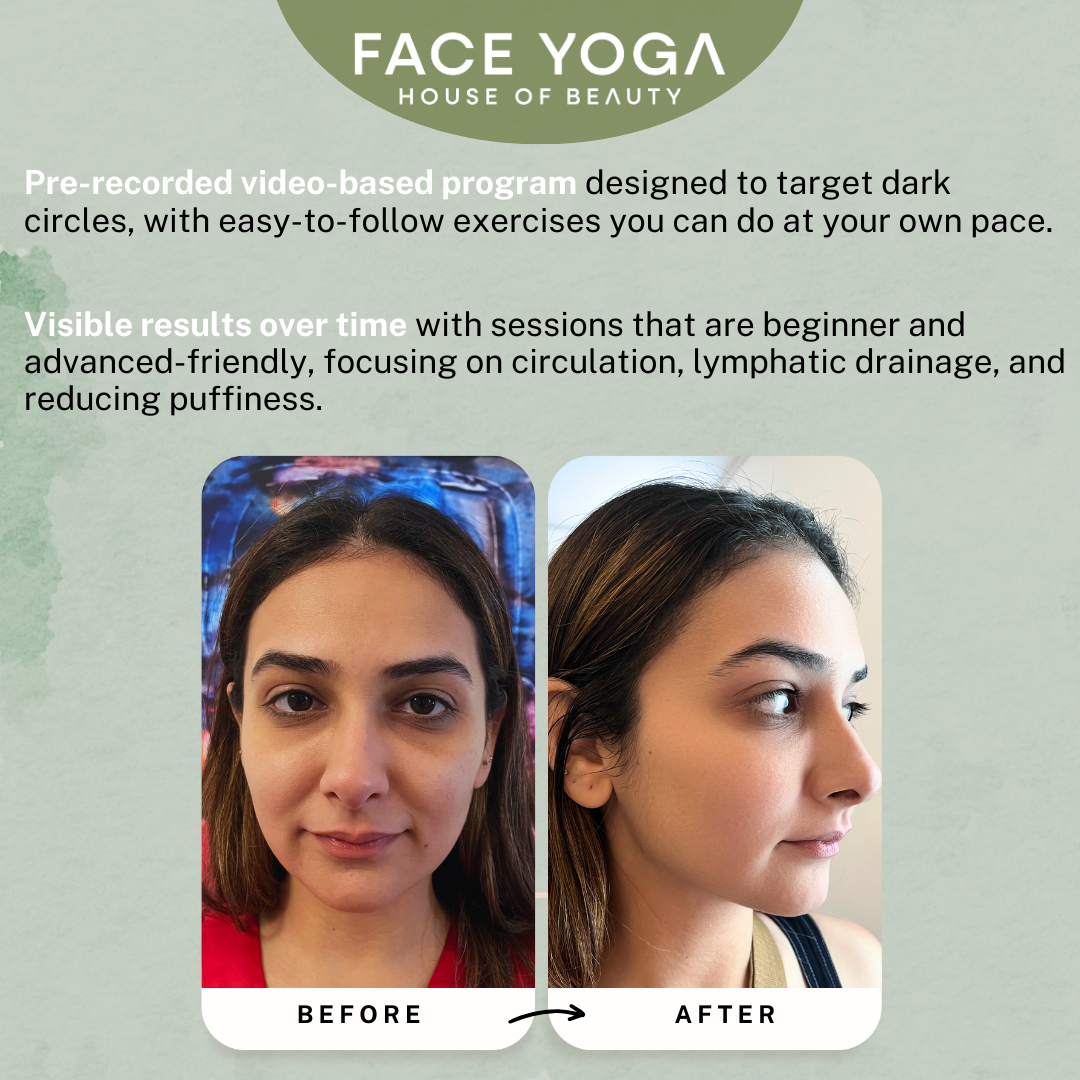 Dark circle face yoga online program by Vibhuti Arora for glow and free