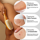 Dry brush or brushing best holistic skicare for lymphatic drainage massage at home for smooth skin, reduce hair ingrowth, keratosis pilaris, cellulite, blood circulation. Ideal for dry skin, and for smooth arms and legs. Naturally without the use of chemicals like Glycolic acid from the ordinary brand. Real genuine bristles and long wooden handel easy to use.