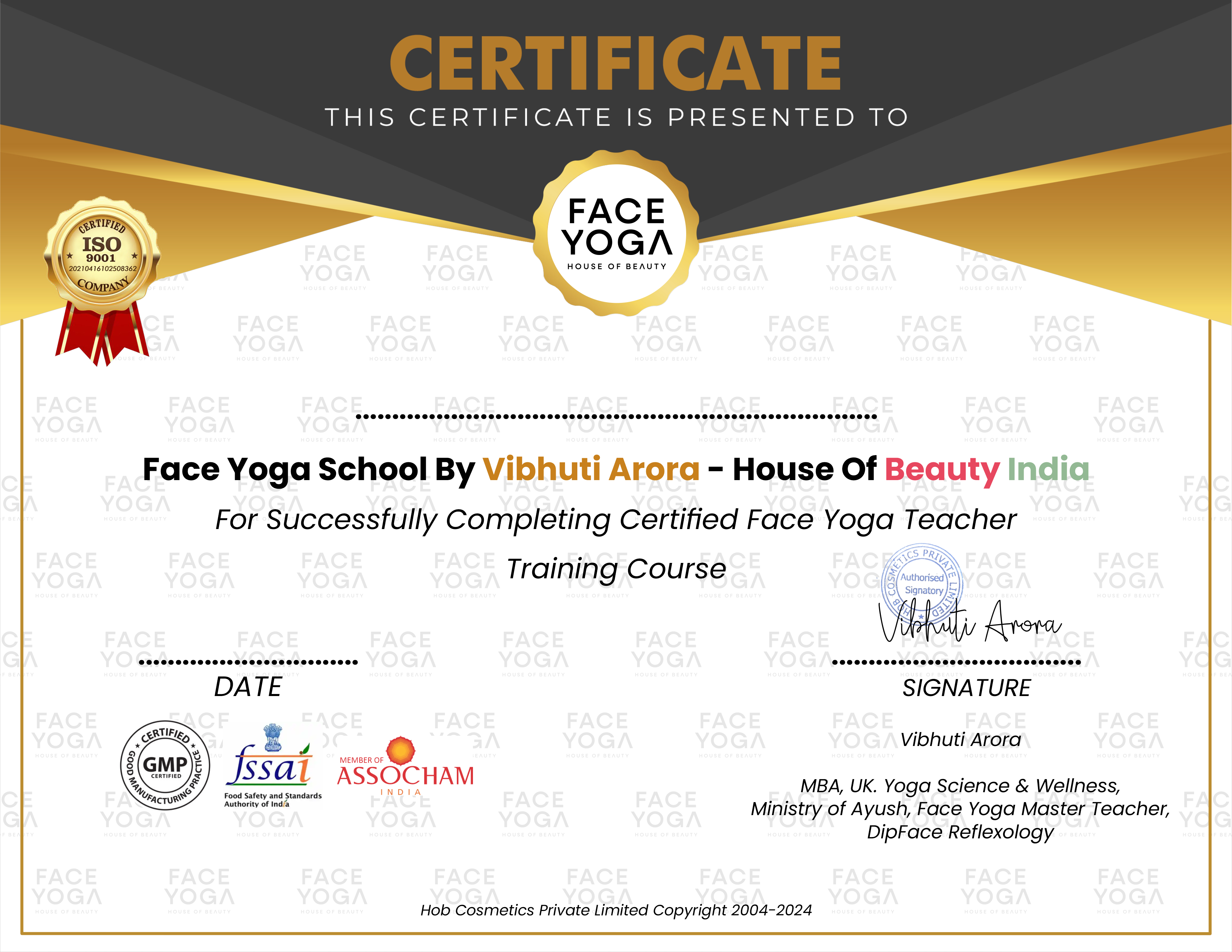 Face Yoga Cetificate by House of beauty 1.1.1.1