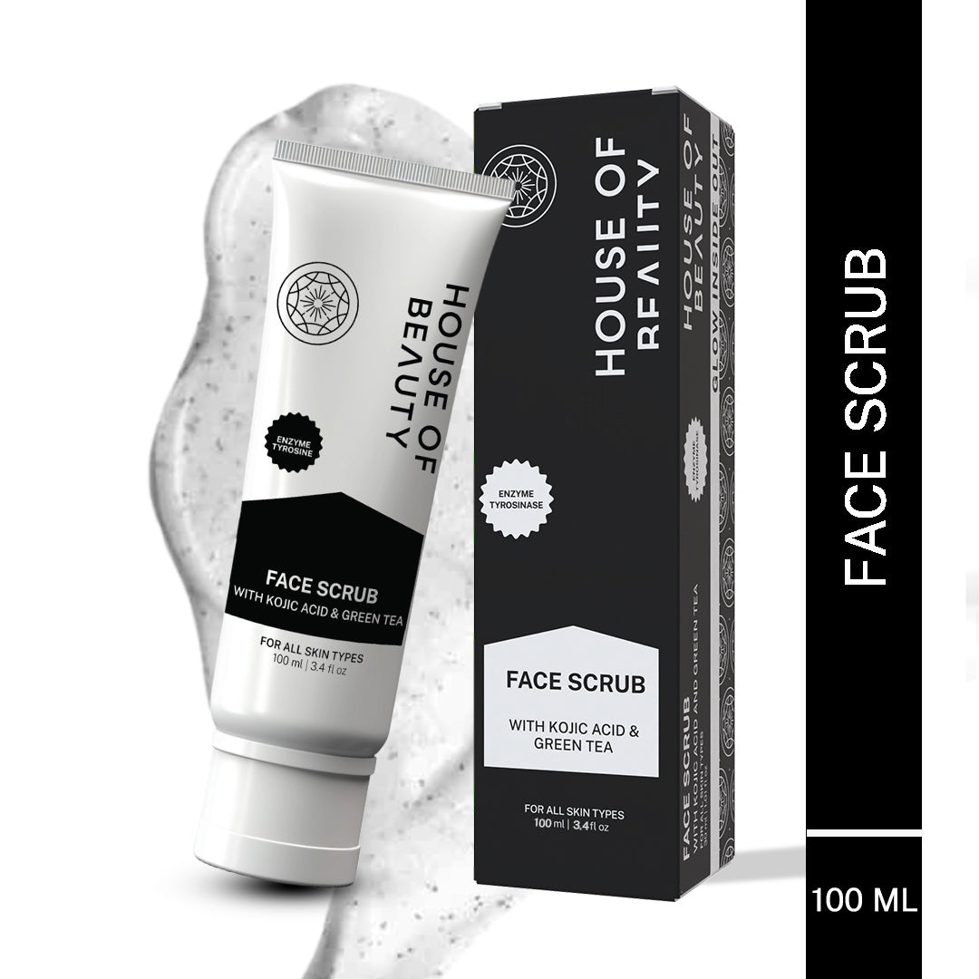 Best face scrub for indian skin with ingredients like Kojic acid, liquorice, and green tea to reduce pigmentation, brighten, and hydrate skin. Reduce dry dead skin, for all skin types for indian skin inspired by korean beauty trends, better than brands like Sanfe, Dr. Sheth’s, Minimalist, Dot & Key, and Plum. Dermat & Celebrity approved. Get skin like deepika padukone, kriti Sanon, kareena kapoor & priyanka chopra.