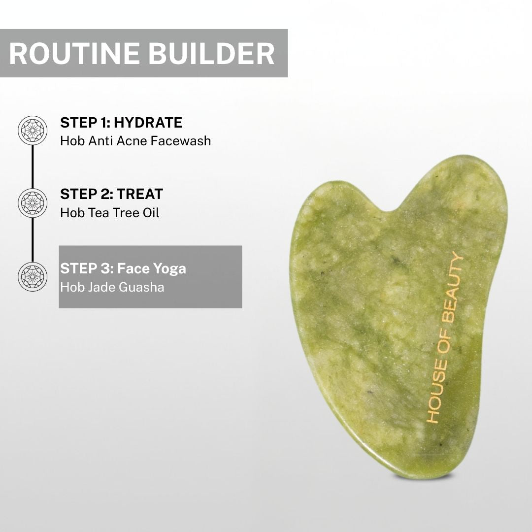 face yoga routine using jade gua sha with facewash and oil for sculpting and glowing skin