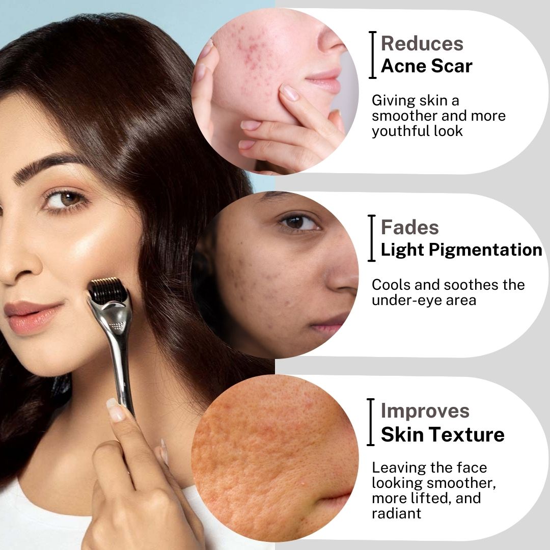 House Of Beauty India Face Tools 0.5mm Derma Roller Face Yoga gym Vibhuti Arora facegym Jade roller Guasha skingym Guasha Teacher Training Learn Yoga certified FaceTools Make up Anti ageing 0.5mm Derma Roller