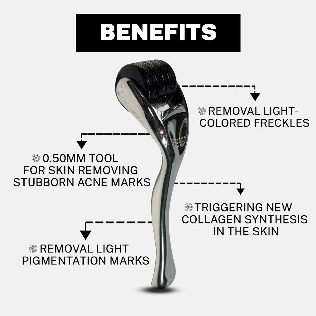 House Of Beauty India Face Tools 0.5mm Derma Roller Face Yoga gym Vibhuti Arora facegym Jade roller Guasha skingym Guasha Teacher Training Learn Yoga certified FaceTools Make up Anti ageing 0.5mm Derma Roller