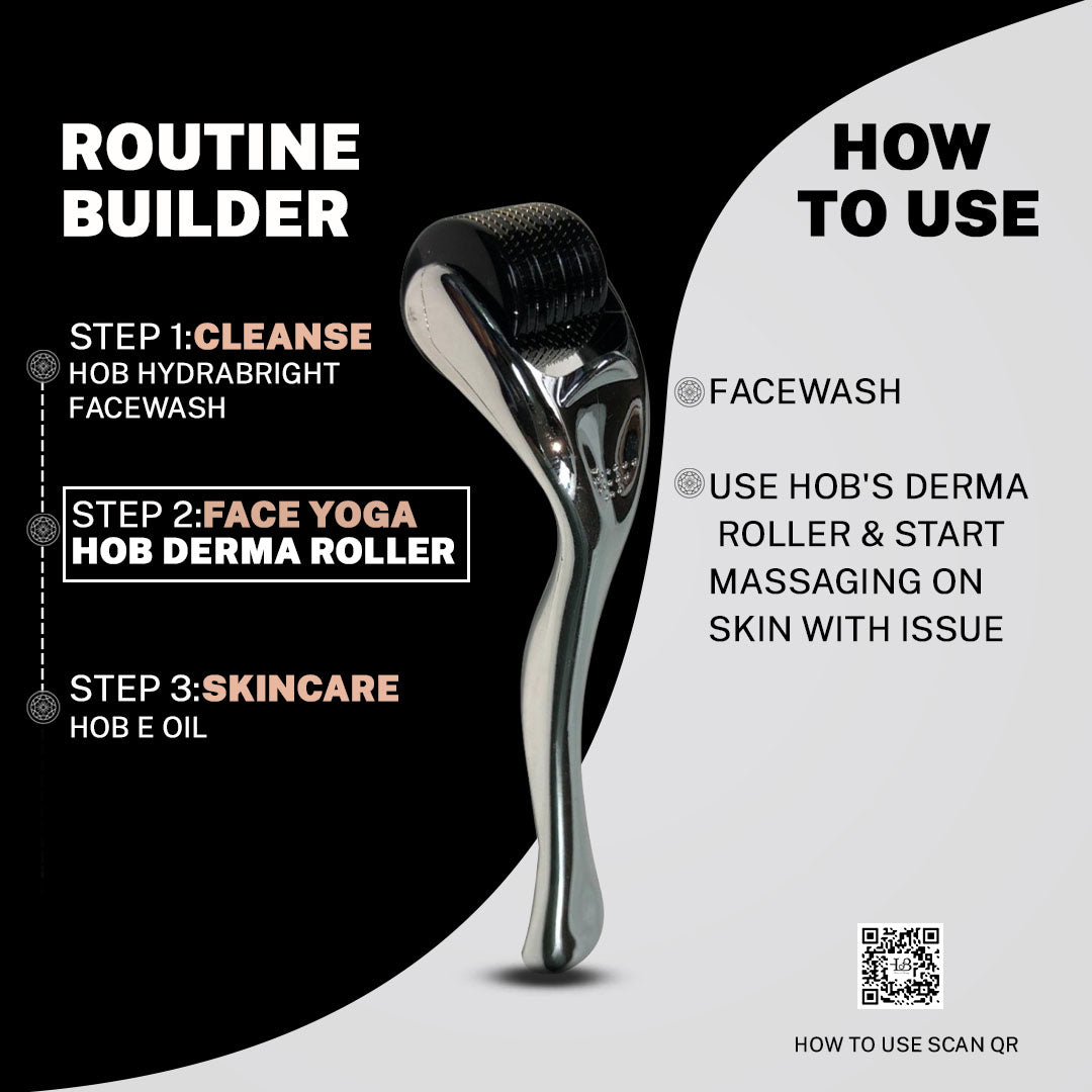 House Of Beauty India Face Tools 0.5mm Derma Roller Face Yoga gym Vibhuti Arora facegym Jade roller Guasha skingym Guasha Teacher Training Learn Yoga certified FaceTools Make up Anti ageing 0.5mm Derma Roller