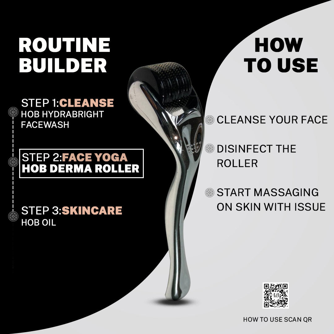 House Of Beauty India Face Tools 0.75mm Derma Roller Face Yoga gym Vibhuti Arora facegym Jade roller Guasha skingym Guasha Teacher Training Learn Yoga certified FaceTools Make up Anti ageing 0.75mm Derma Roller