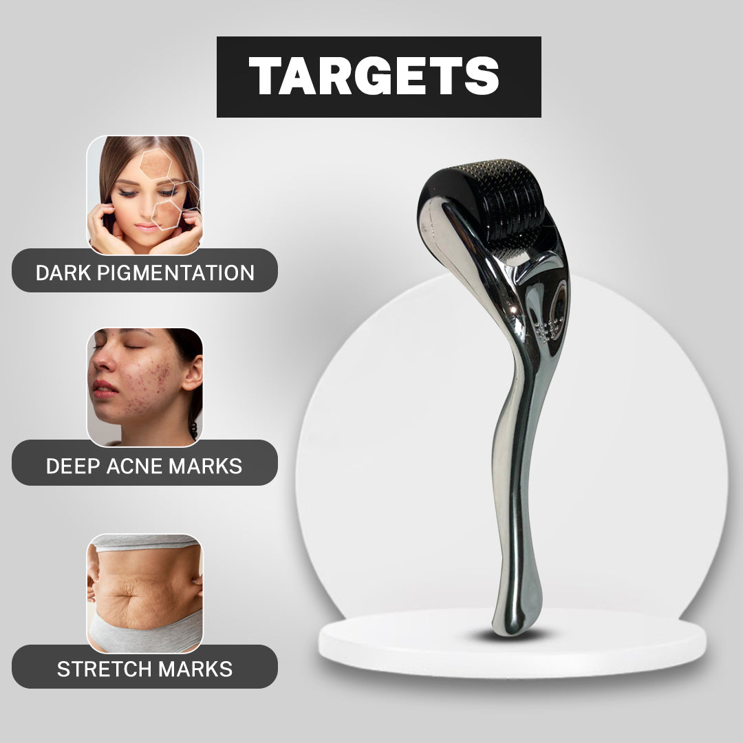 House Of Beauty India Face Tools 0.75mm Derma Roller Face Yoga gym Vibhuti Arora facegym Jade roller Guasha skingym Guasha Teacher Training Learn Yoga certified FaceTools Make up Anti ageing 0.75mm Derma Roller