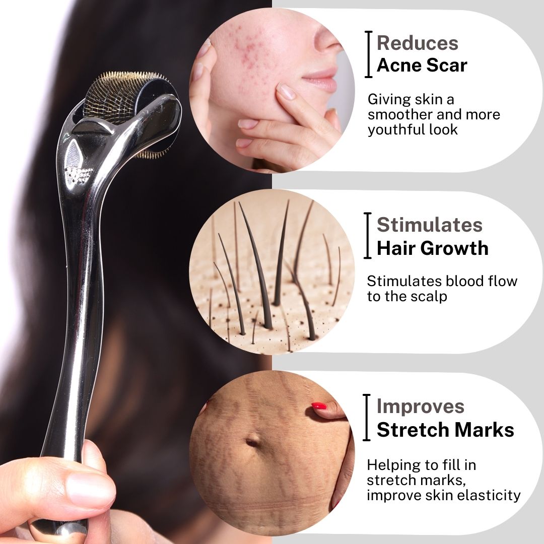 House Of Beauty India Face Tools 1.5mm Derma Roller Face Yoga gym Vibhuti Arora facegym Jade roller Guasha skingym Guasha Teacher Training Learn Yoga certified FaceTools Make up Anti ageing 1.5mm Derma Roller