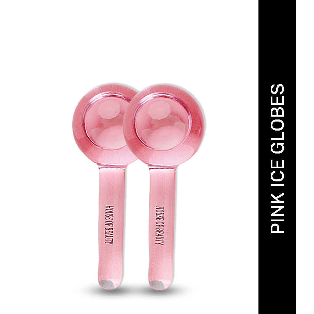 House Of Beauty India Face Tools Pink Ice Globes (1 pair) Face Yoga gym Vibhuti Arora facegym Jade roller Guasha skingym Guasha Teacher Training Learn Yoga certified FaceTools Make up Anti ageing Pink Ice Globes (1 pair)