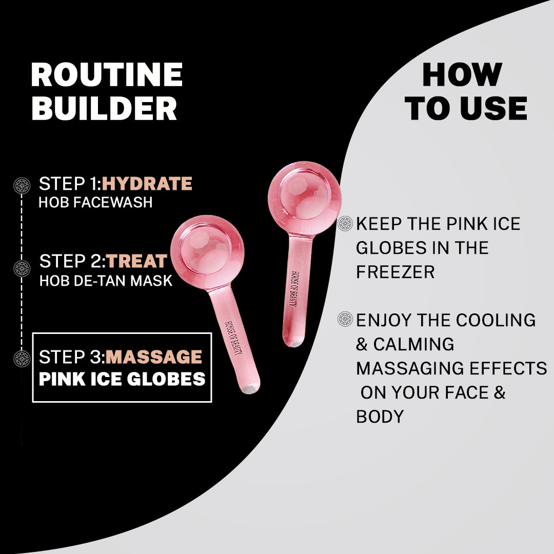 House Of Beauty India Face Tools Pink Ice Globes (1 pair) Face Yoga gym Vibhuti Arora facegym Jade roller Guasha skingym Guasha Teacher Training Learn Yoga certified FaceTools Make up Anti ageing Pink Ice Globes (1 pair)