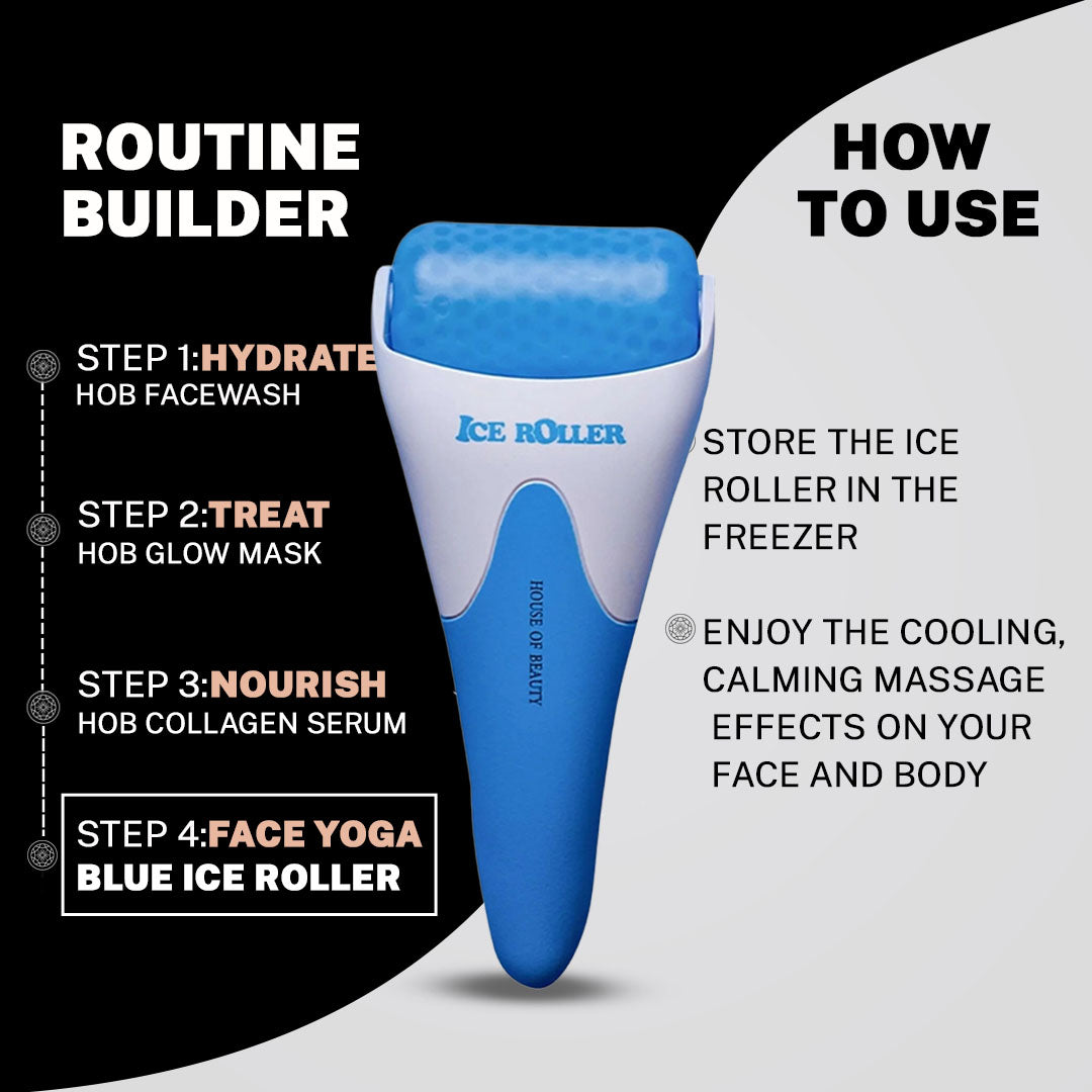 House Of Beauty India Face Tools Blue Ice Roller Face Yoga gym Vibhuti Arora facegym Jade roller Guasha skingym Guasha Teacher Training Learn Yoga certified FaceTools Make up Anti ageing Blue Ice Roller