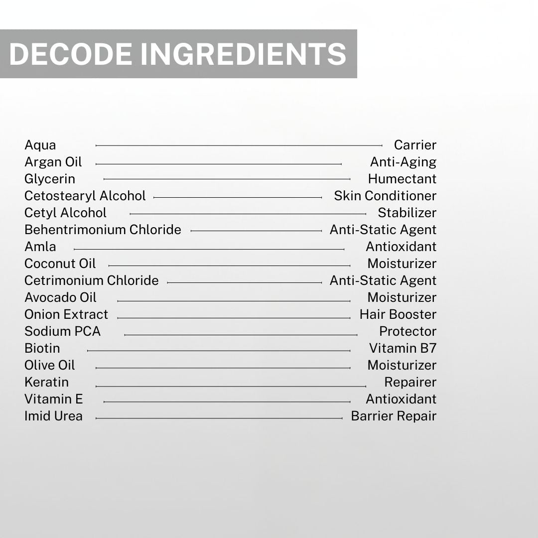 hair conditioner ingredients argan oil keratin biotin avocado coconut oil for hydration repair and hair strength