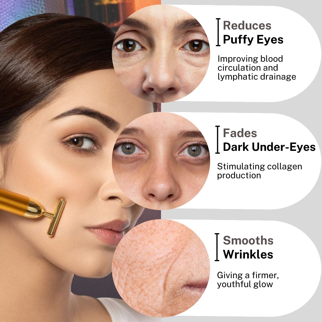 House Of Beauty India Face Tools 24K Face Massager Kit (3 pieces) Face Yoga gym Vibhuti Arora facegym Jade roller Guasha skingym Guasha Teacher Training Learn Yoga certified FaceTools Make up Anti ageing 24K Face Massager Kit (3 pieces)