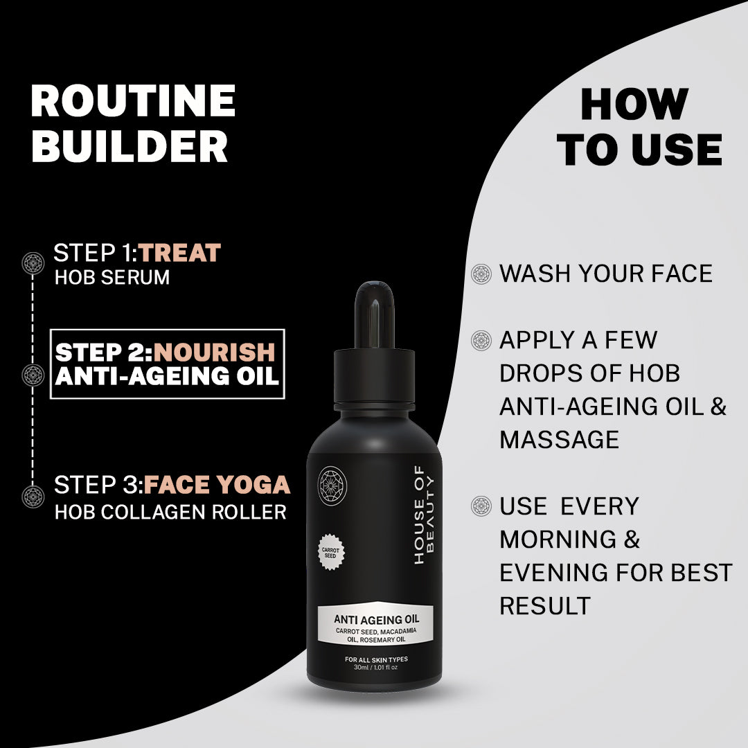 House Of Beauty India Skin Care Anti Ageing Oil (30 ml) Face Yoga gym Vibhuti Arora facegym Jade roller Guasha skingym Guasha Teacher Training Learn Yoga certified FaceTools Make up Anti ageing Anti Ageing Oil (30 ml)