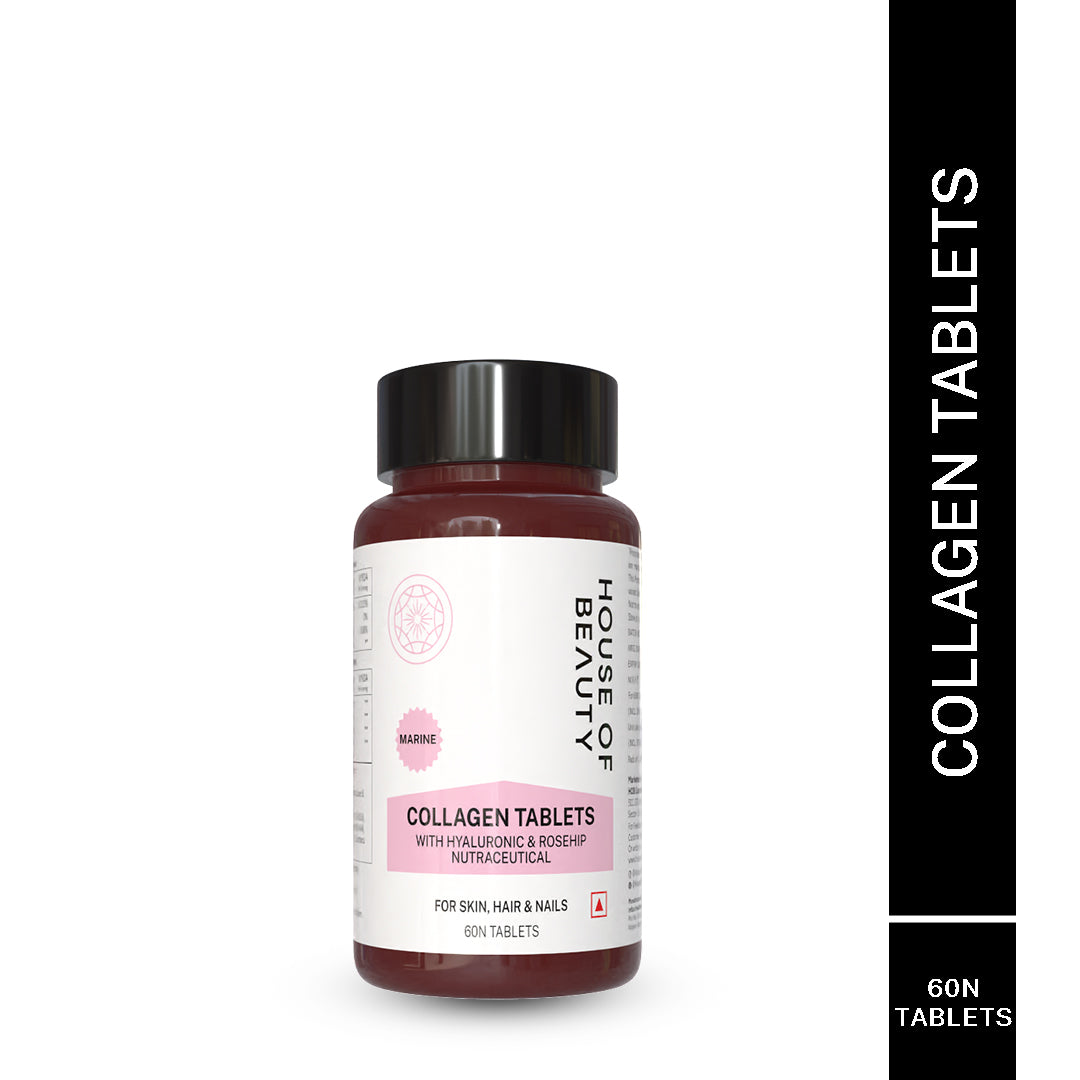 House Of Beauty India supplements Hydrolyzed Collagen w/t Hyaluronic & Rosehip (60 Tablets) Face Yoga gym Vibhuti Arora facegym Jade roller Guasha skingym Guasha Teacher Training Learn Yoga certified FaceTools Make up Anti ageing Hydrolyzed Collagen w/t Hyaluronic & Rosehip (60 Tablets)