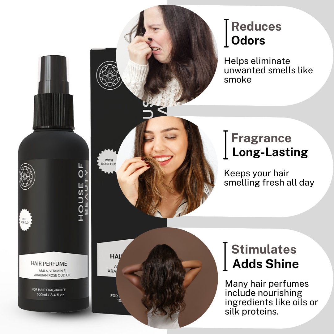 House Of Beauty India Hair Care Hair Perfume with Arabian Oud (100ml) Face Yoga gym Vibhuti Arora facegym Jade roller Guasha skingym Guasha Teacher Training Learn Yoga certified FaceTools Make up Anti ageing Hair Perfume with Arabian Oud (100ml)