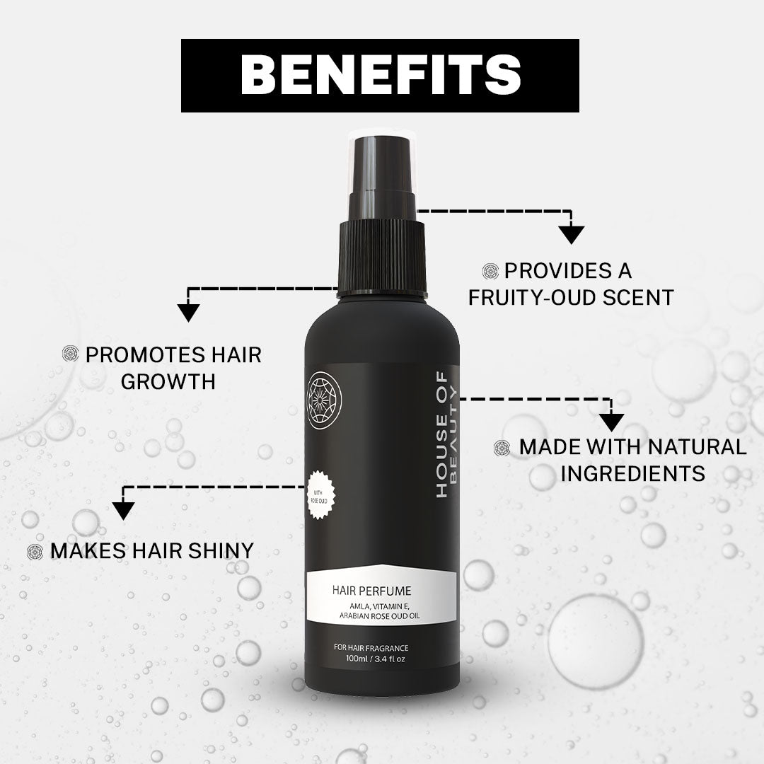 House Of Beauty India Hair Care Hair Perfume with Arabian Oud (100ml) Face Yoga gym Vibhuti Arora facegym Jade roller Guasha skingym Guasha Teacher Training Learn Yoga certified FaceTools Make up Anti ageing Hair Perfume with Arabian Oud (100ml)