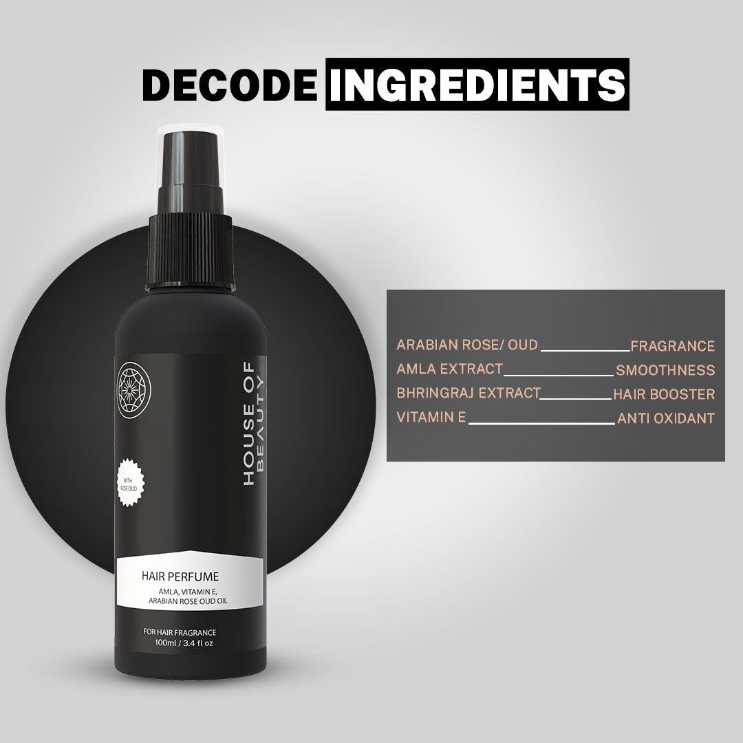 House Of Beauty India Hair Care Hair Perfume with Arabian Oud (100ml) Face Yoga gym Vibhuti Arora facegym Jade roller Guasha skingym Guasha Teacher Training Learn Yoga certified FaceTools Make up Anti ageing Hair Perfume with Arabian Oud (100ml)