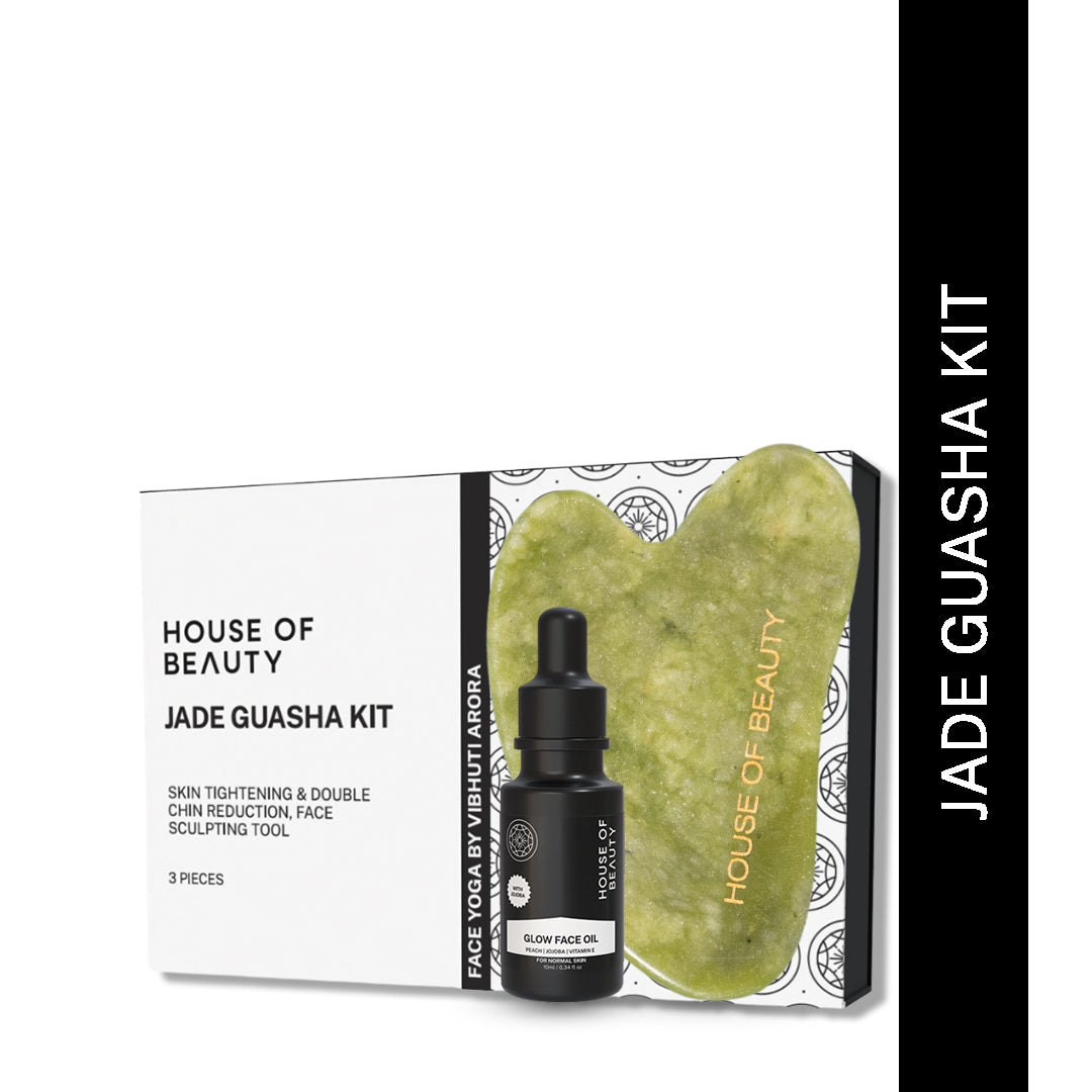 House Of Beauty India Face Tools Jade Guasha Kit (3 pieces) Face Yoga gym Vibhuti Arora facegym Jade roller Guasha skingym Guasha Teacher Training Learn Yoga certified FaceTools Make up Anti ageing Jade Guasha Kit (3 pieces)