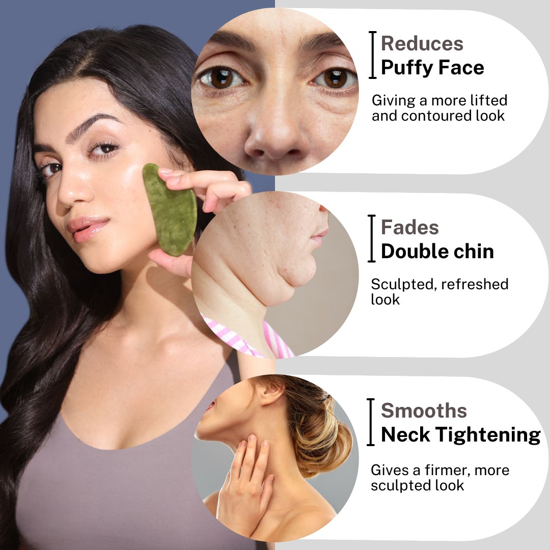 House Of Beauty India Face Tools Jade Guasha Kit (3 pieces) Face Yoga gym Vibhuti Arora facegym Jade roller Guasha skingym Guasha Teacher Training Learn Yoga certified FaceTools Make up Anti ageing Jade Guasha Kit (3 pieces)