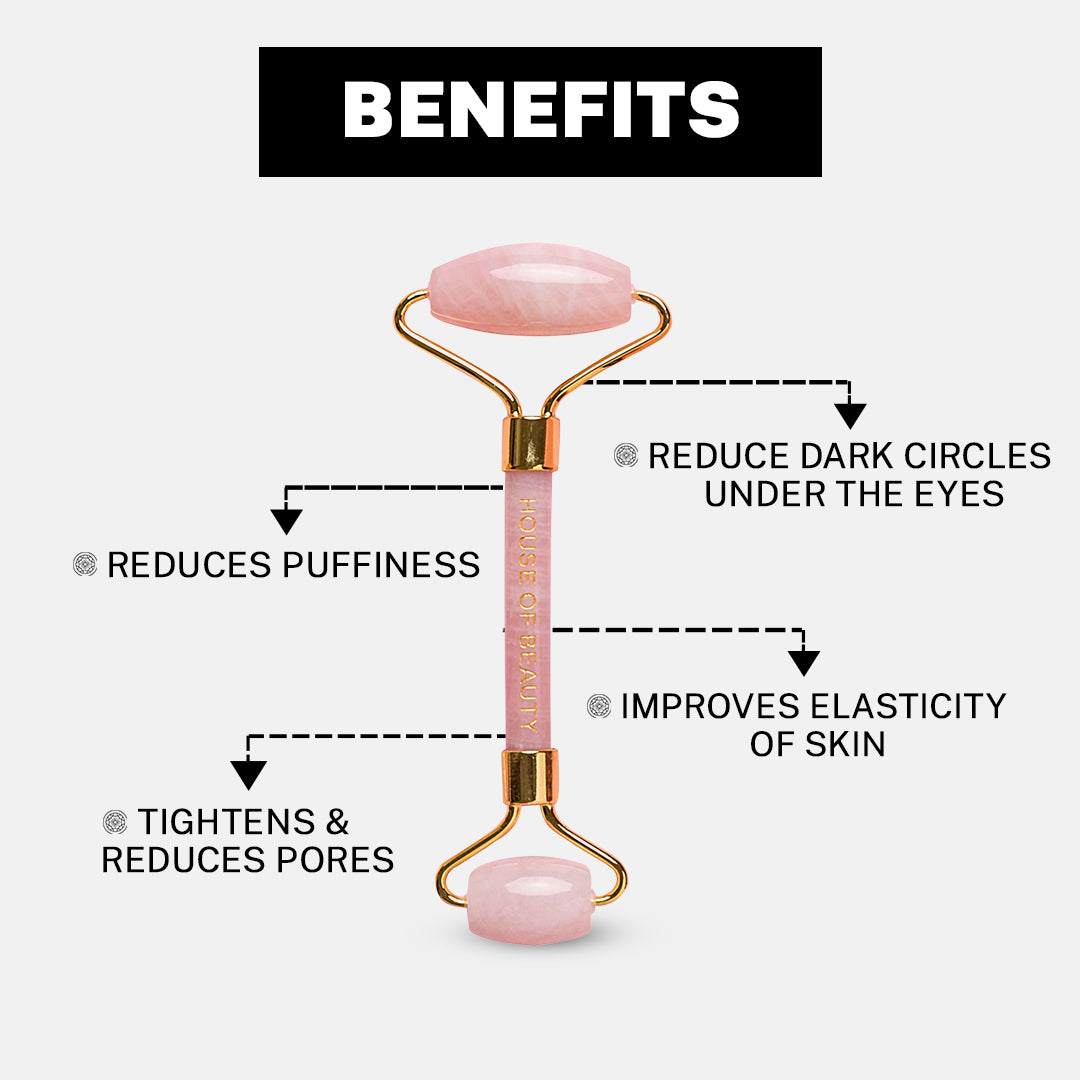 House Of Beauty India Face Tools ROSE QUARTZ ROLLER (1 Piece) Face Yoga gym Vibhuti Arora facegym Jade roller Guasha skingym Guasha Teacher Training Learn Yoga certified FaceTools Make up Anti ageing ROSE QUARTZ ROLLER (1 Piece)