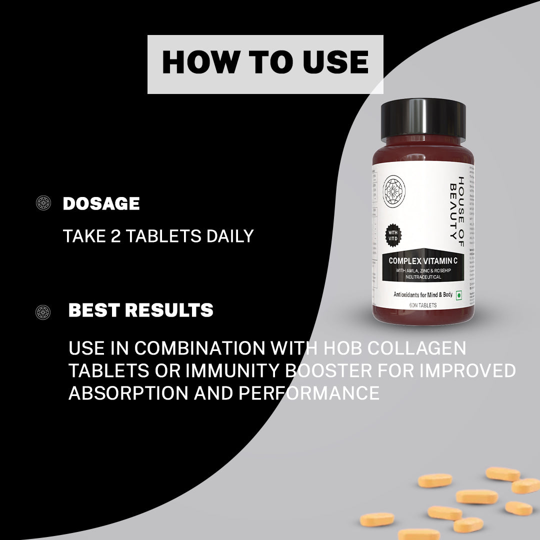 House Of Beauty India supplements Vitamin C w/t Zinc & Vit D (60 Tablets) Face Yoga gym Vibhuti Arora facegym Jade roller Guasha skingym Guasha Teacher Training Learn Yoga certified FaceTools Make up Anti ageing Vitamin C w/t Zinc & Vit D (60 Tablets)