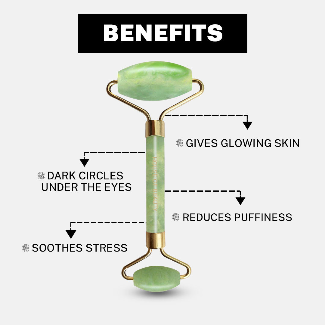 House Of Beauty India Face Tools Jade Roller (1 piece) Face Yoga gym Vibhuti Arora facegym Jade roller Guasha skingym Guasha Teacher Training Learn Yoga certified FaceTools Make up Anti ageing Jade Roller (1 piece)