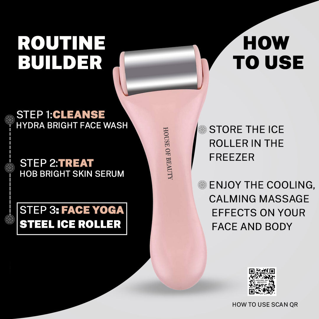 House Of Beauty India Face Tools Steel Ice Roller (De-Puff eyes) Face Yoga gym Vibhuti Arora facegym Jade roller Guasha skingym Guasha Teacher Training Learn Yoga certified FaceTools Make up Anti ageing Steel Ice Roller (De-Puff eyes)