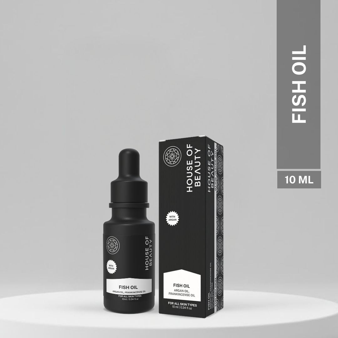 House of Beauty Fish Oil face serum 10ml with argan oil and frankincense for deep hydration, skin nourishment and anti-aging benefits.