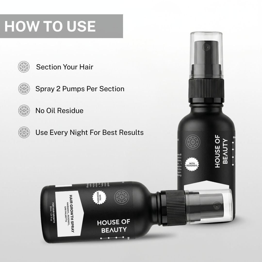 how to use hair growth spray section hair apply two pumps per section and use daily for best results