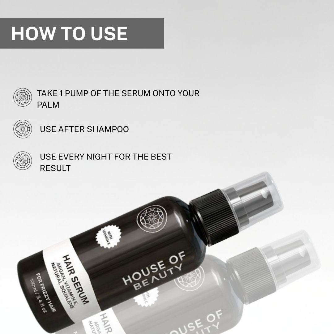 how to use hair serum apply one pump after shampoo and use daily for smooth frizz free hair