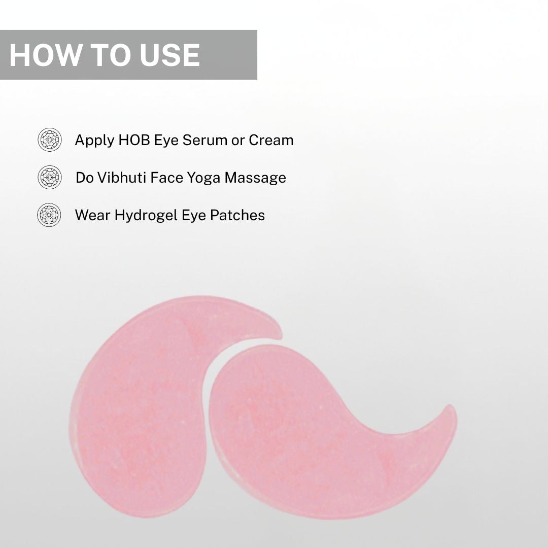 apply eye serum massage and wear hydrogel eye patches under eyes for hydration and brightening
