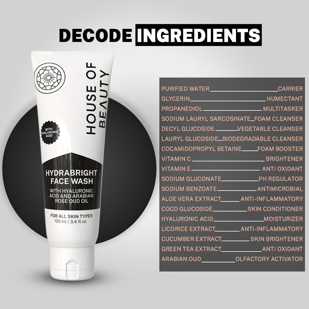 House Of Beauty India Skin Care HydraBright FaceWash (100ml) Face Yoga gym Vibhuti Arora facegym Jade roller Guasha skingym Guasha Teacher Training Learn Yoga certified FaceTools Make up Anti ageing HydraBright FaceWash (100ml)