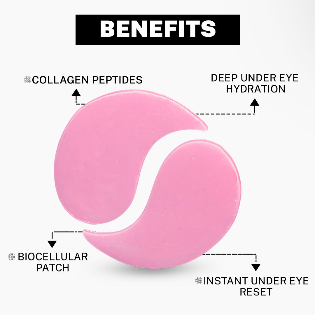 House of Beauty India Hydra Gel Eye Patches with Collagen, Peptides, and Hyaluronic Acid – 30 pairs jar with spatula for dark circles and under-eye puffiness