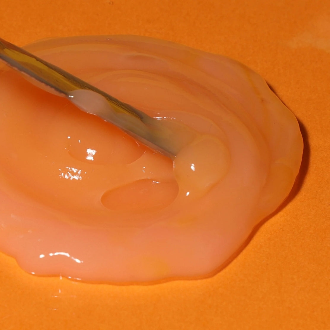 Texture of Kumkumadi Gel Cream House of Beauty Kumkumadi Gel Cream — Ayurvedic brightening face cream infused with saffron, sandalwood, and turmeric for glowing, even-toned, youthful skin. Lightweight gel texture hydrates, reduces pigmentation, dark spots, and dullness — suitable for all skin type