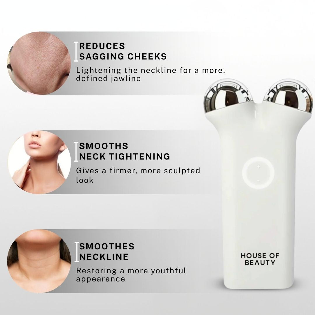 microcurrent device results showing reduced sagging cheeks improved neckline and firmer lifted skin