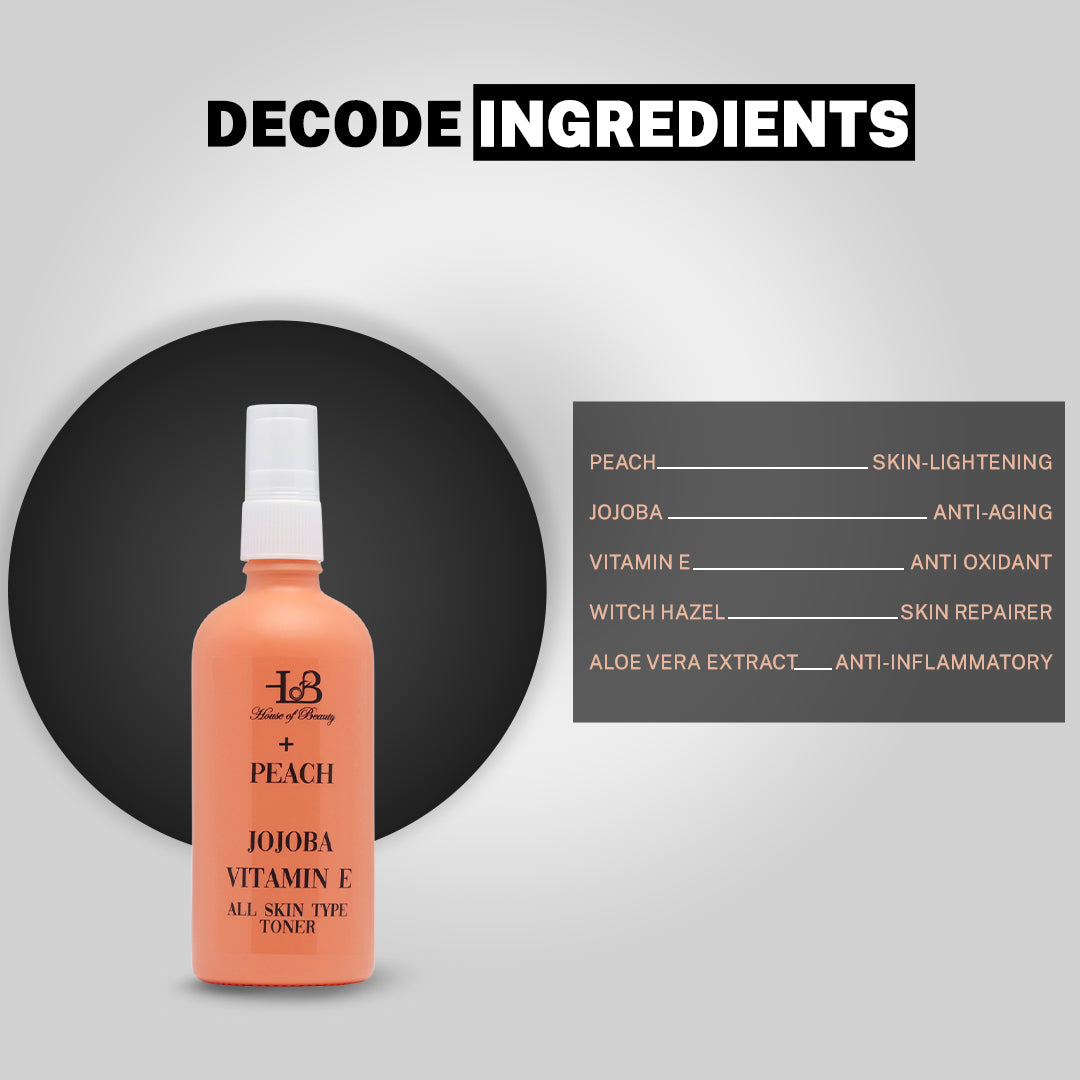 House Of Beauty India Skin Care Peach + Jojoba Toner - All skin type Face Yoga gym Vibhuti Arora facegym Jade roller Guasha skingym Guasha Teacher Training Learn Yoga certified FaceTools Make up Anti ageing Peach + Jojoba Toner - All skin type