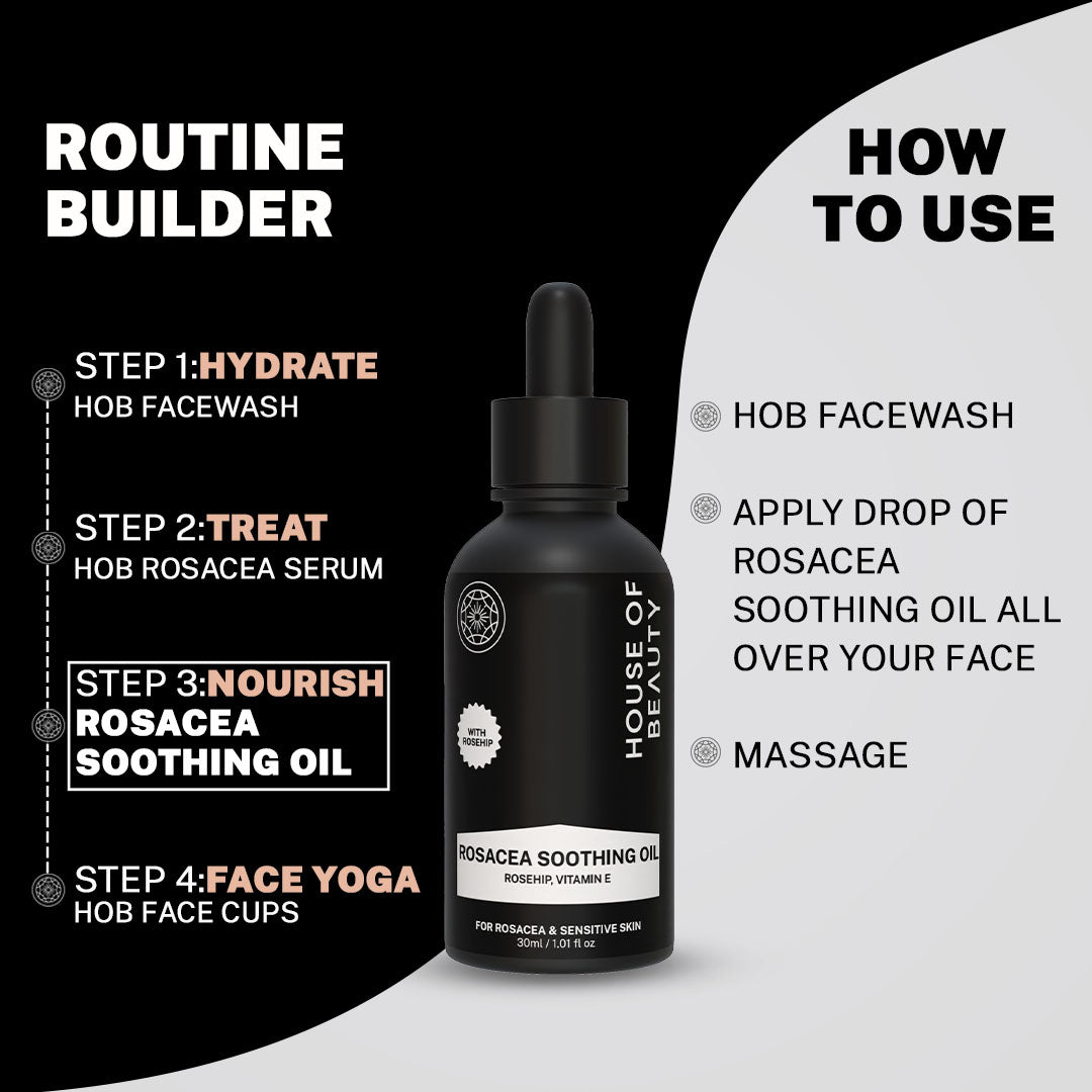 House Of Beauty India Anti-Aging Skin Care Kits Rosacea Oil (30ml) Face Yoga gym Vibhuti Arora facegym Jade roller Guasha skingym Guasha Teacher Training Learn Yoga certified FaceTools Make up Anti ageing Rosacea Oil (30ml)