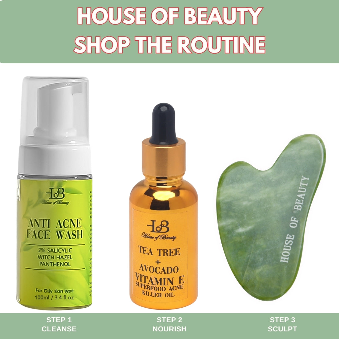 Jade gausha, Anti Acne Face Wash, Superfood Acne Killer Oil by HOB India