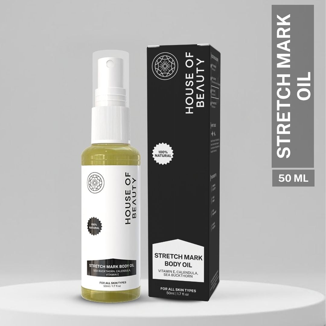 stretch mark body oil with vitamin e calendula sea buckthorn for reducing stretch marks and improving skin elasticity