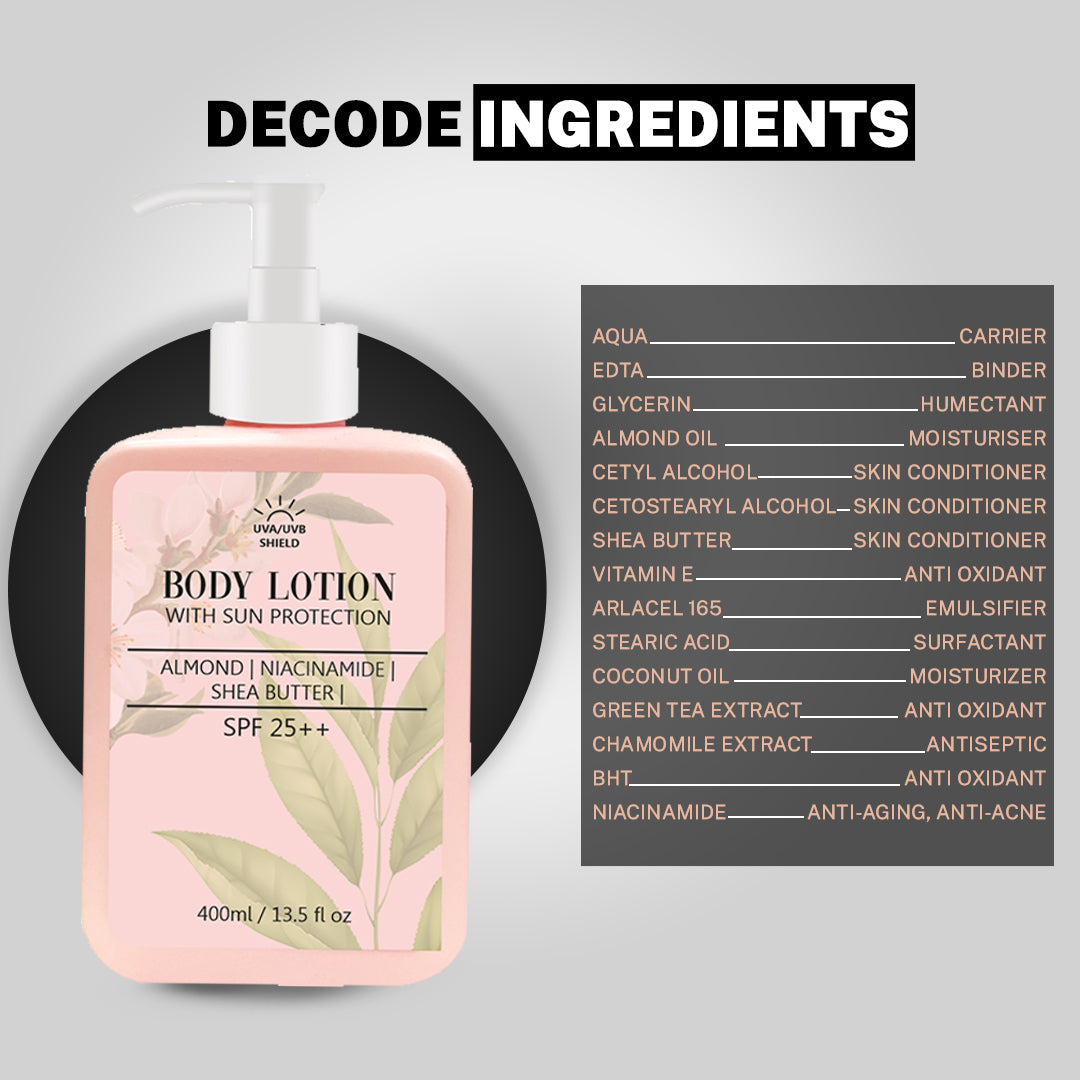 House Of Beauty India BodyCare Body Lotion w/ SPF25+ (400ml) Face Yoga gym Vibhuti Arora facegym Jade roller Guasha skingym Guasha Teacher Training Learn Yoga certified FaceTools Make up Anti ageing Body Lotion w/ SPF25+ (400ml)