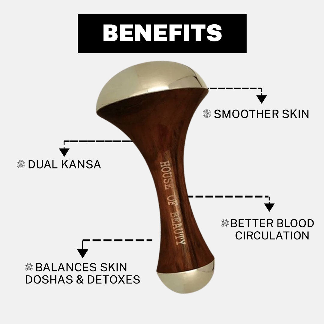 House of Beauty India as Seen on Shark Tank India Kansa Wand House Of Beauty India Face Tools Kansa Wand (For Face & Body 2 pieces) Face Yoga gym Vibhuti Arora facegym Jade roller Guasha skingym Guasha Teacher Training Learn Yoga certified FaceTools Make up Anti ageing Kansa Wand (For Face & Body 2 pieces)