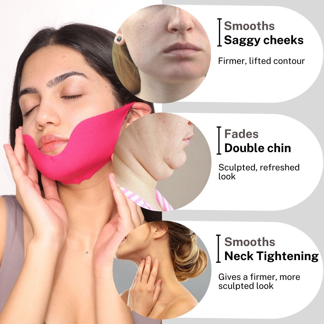 House Of Beauty India Skin Care V Chin Lift Mask(2 Times Reusable) Face Yoga gym Vibhuti Arora facegym Jade roller Guasha skingym Guasha Teacher Training Learn Yoga certified FaceTools Make up Anti ageing V Chin Lift Mask(2 Times Reusable)
