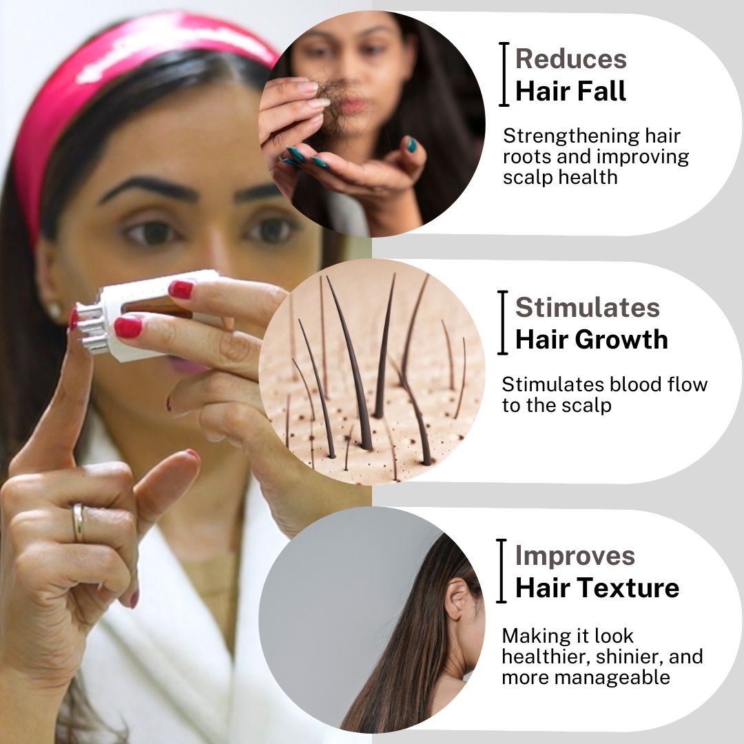 Reduce hairfall at home with Hair tool and red light treatment affordable, trending cutting hair tool for scalp health. Blue and Red light combo better than Vega, Wahl, Agaro, and Havells, it’s perfect for addressing issues like hair thinning, dandruff, and dullness.Search trends such as "best LED hair growth massager in India," "scalp massager with light therapy," and "tools to reduce hair fall naturally" make this product a viral favorite among haircare enthusiasts.